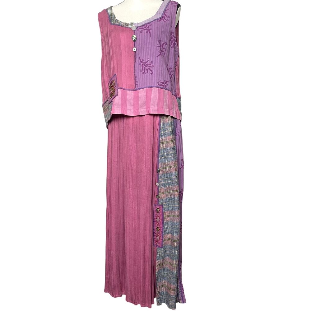 Faith by Celia Forrester Size Large Two-Piece Set Patchwork Tank & Maxi Skirt